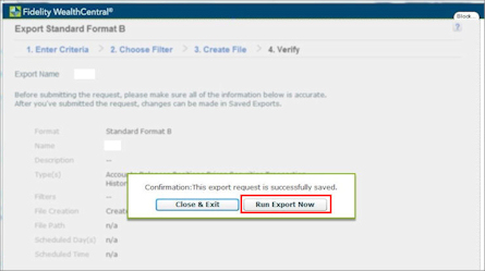 Exporting Data from Fidelity WealthCentral