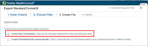 Exporting Data from Fidelity WealthCentral