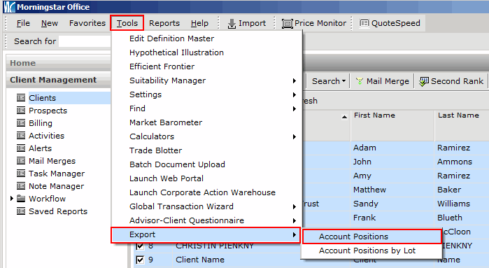 Exporting Data from Fidelity WealthCentral