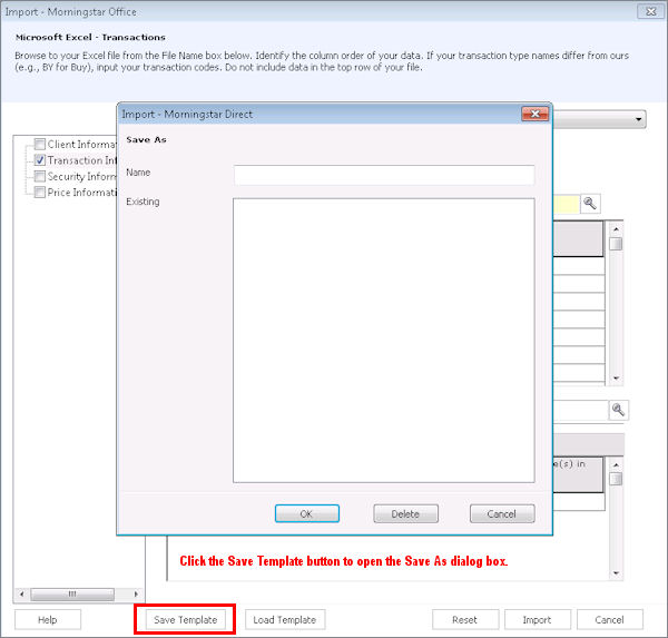 Create an Excel Template for the Excel Transactions Import