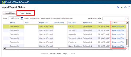 Exporting Data From Fidelity WealthCentral